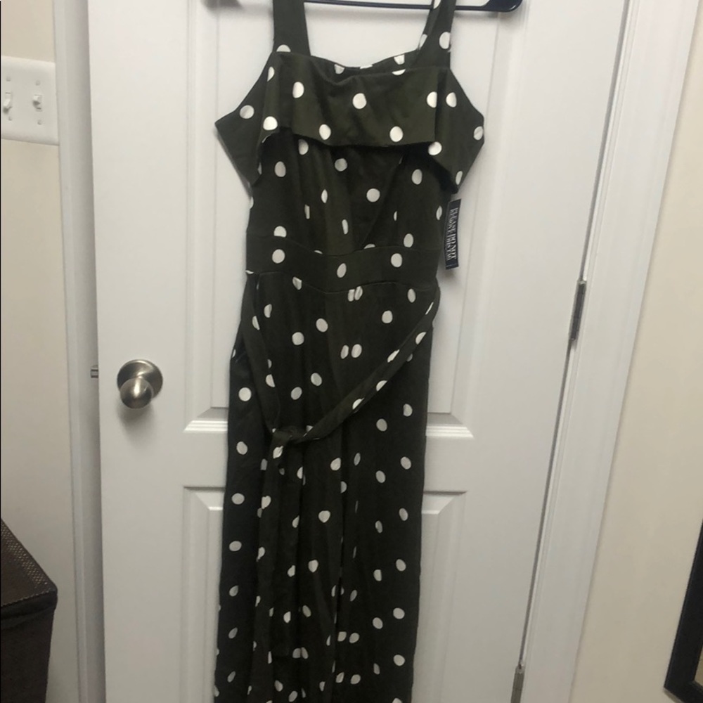 White Polka Dot Green romper
